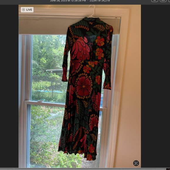 Farm Rio Black Long Sleeve Floral "Flower Doscopic " Maxi Dress Size M - Picture 5 of 5